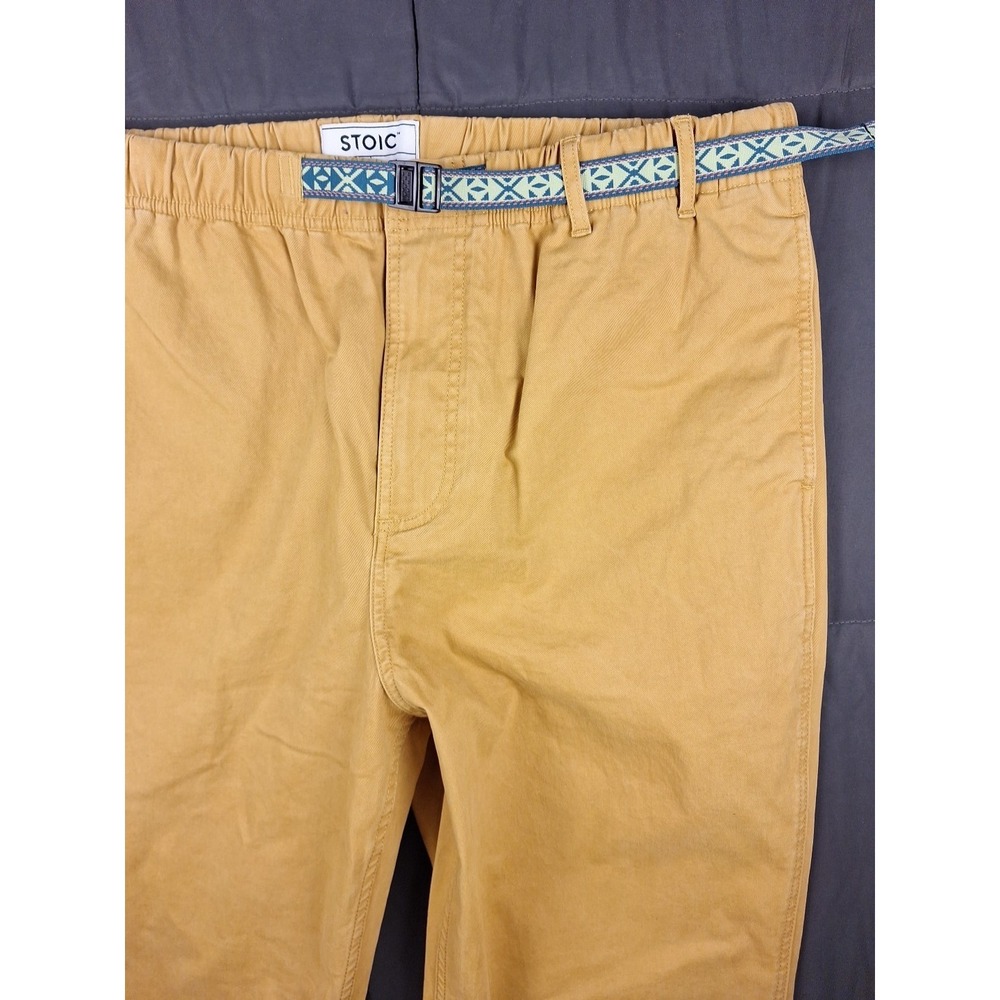 Stoic Belted Chino Pants Men's XL Mustard Yellow Stretch Waist 36x28